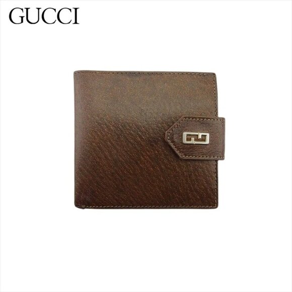 GUCCI Folding wallet Old Gucci leather Authentic Used - Picture 1 of 10